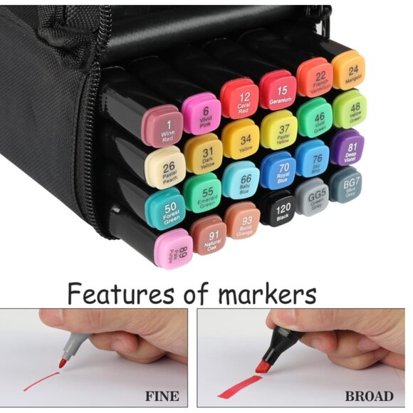 24 Dual Tip Alcohol Markers Set – Art & Coloring Pens, Alcohol-Based, Free Shipp - Picture 4 of 5